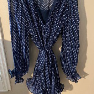 Blue/White poke a dot Romper